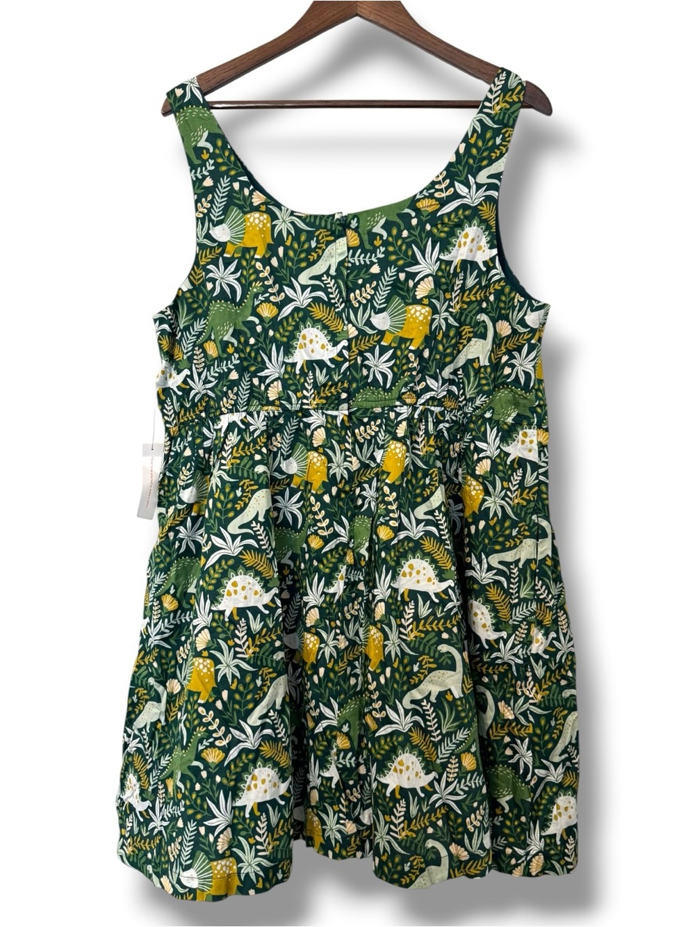 ModCloth Optimistic Effect Dinosaur Print Fit & Flare Cotton Dress 2XL NEW - Picture 3 of 9